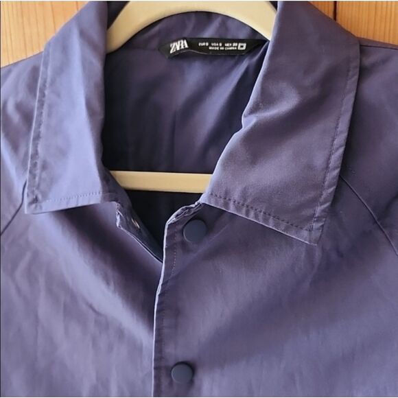 ZARA Men's Navy Blue Collared Button Down Light Weight Windbreaker Smart Casual - Picture 11 of 11